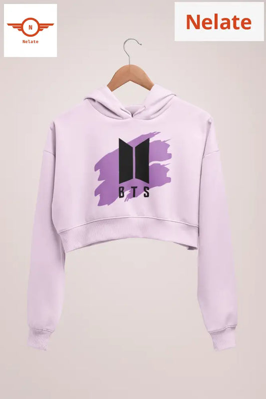 Bts Logo Printed Crop Hoodie