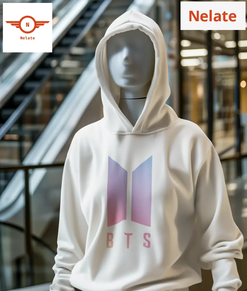 Bts Logo Printed White Hoodie