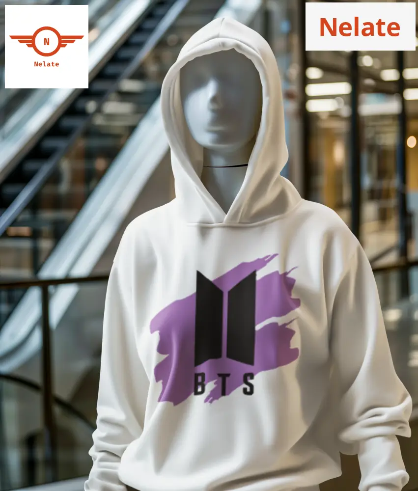 Bts Logo Printed White Hoodie