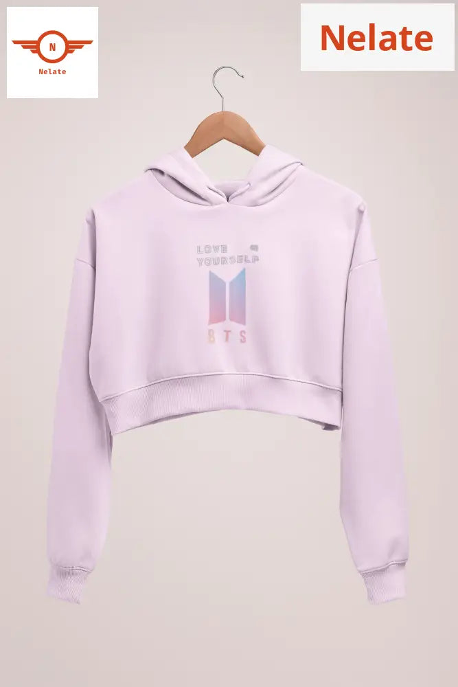 Bts × Love Yourself Theme Printed Crop Hoodie