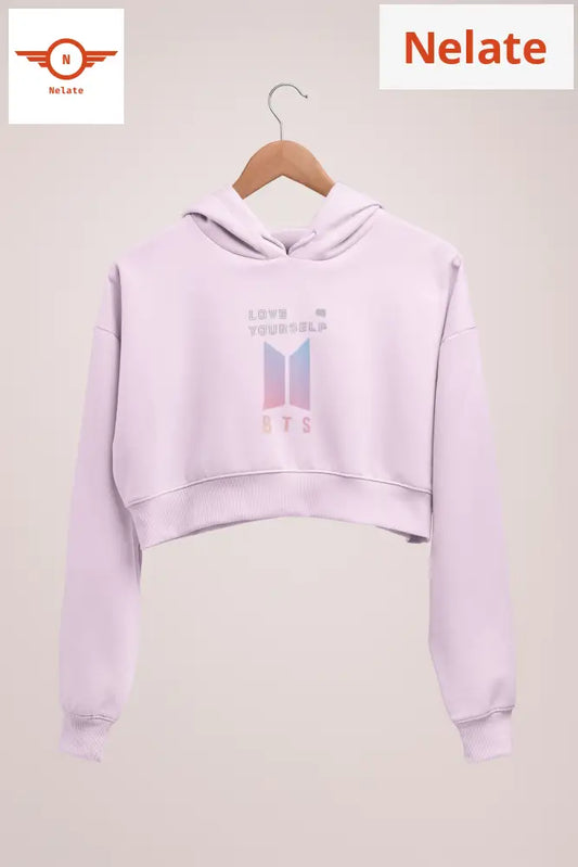 Bts × Love Yourself Theme Printed Crop Hoodie