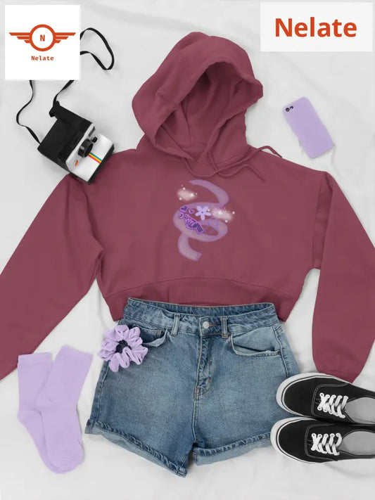 Bts Purple Theme Crop Hoodie