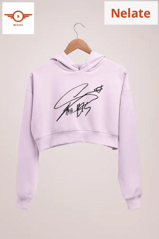 Bts Suga Signature Printed Crop Hoodie