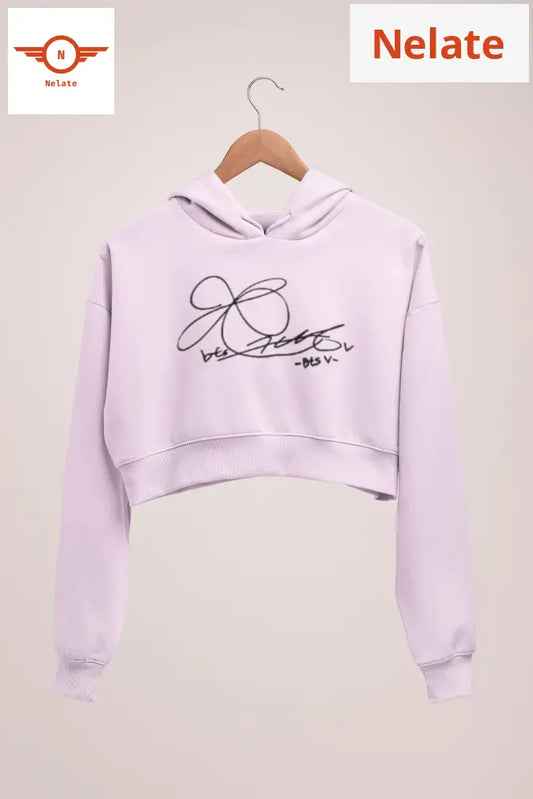 Bts V (Taehyung) Signature Printed Crop Hoodie