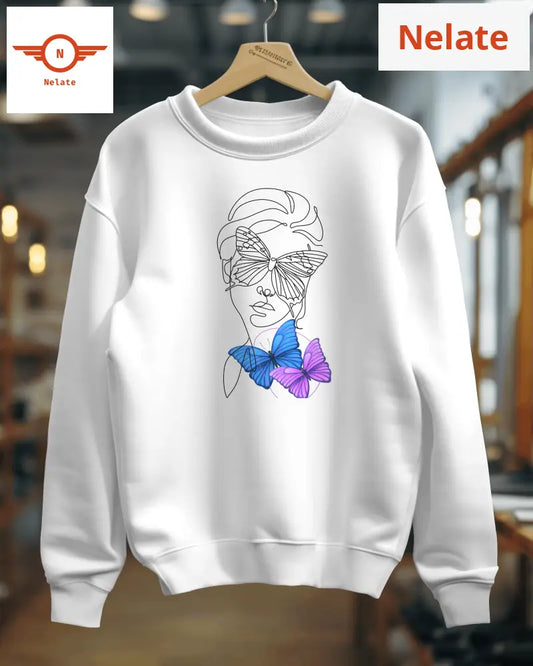 Butterfly Aesthetic Theme Womens White Sweatshirt