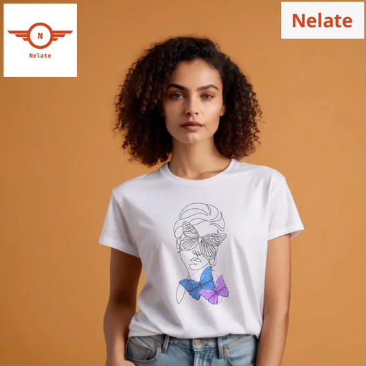 Butterfly Theme Womens White T-Shirt