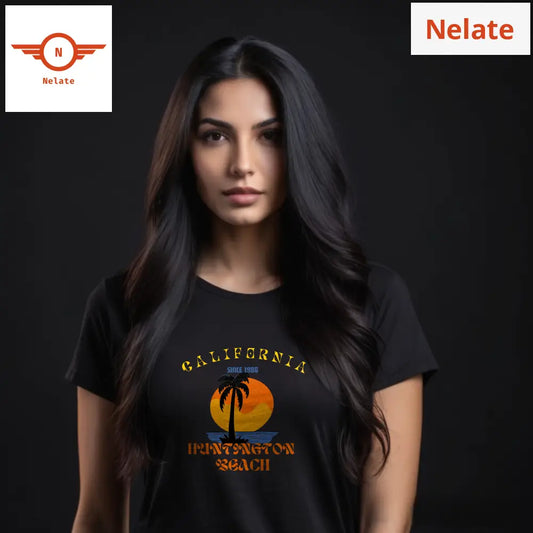 ’California - Huntington Beach’ Women’s Black T-Shirt
