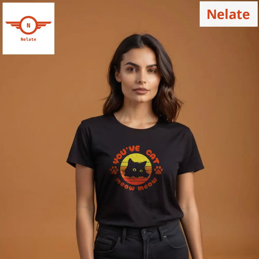 ’Cat Lover’s Theme’ Women’s Black T-Shirt