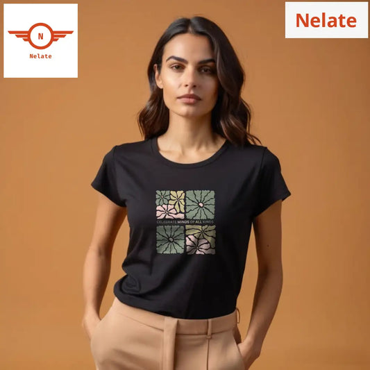 ’Celebrate Minds Of All Kinds’ Women’s Black T-Shirt