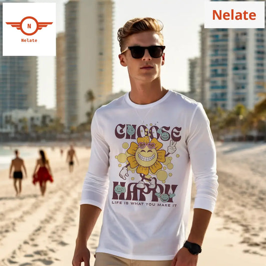 Choose Happy - Full Sleeves White T-Shirt