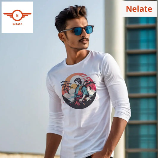 Classic Ancient Theme Men Full Sleeves White T-Shirt
