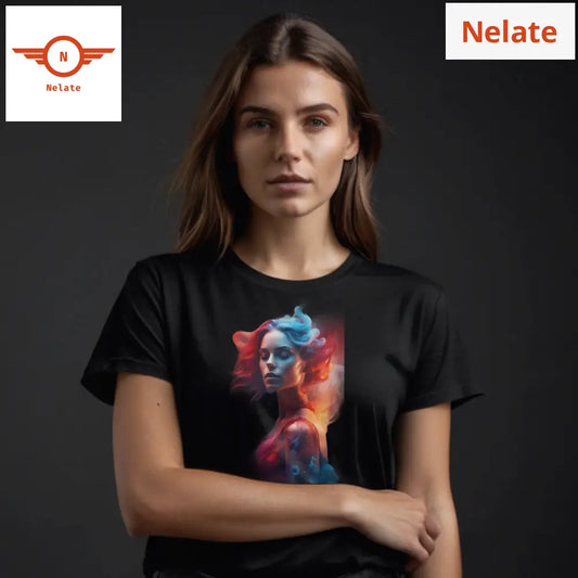 Color Painted Girly Theme Black T-Shirt