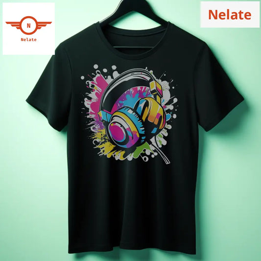 Color Splash Headset Black T-Shirt