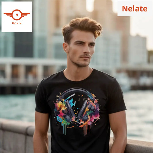 Color Splash Headset Black T-Shirt