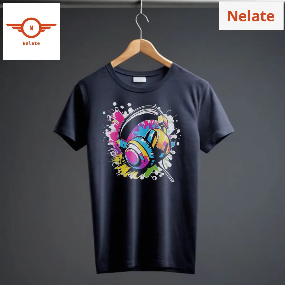 Color Splash Headset Navy Blue T-Shirt