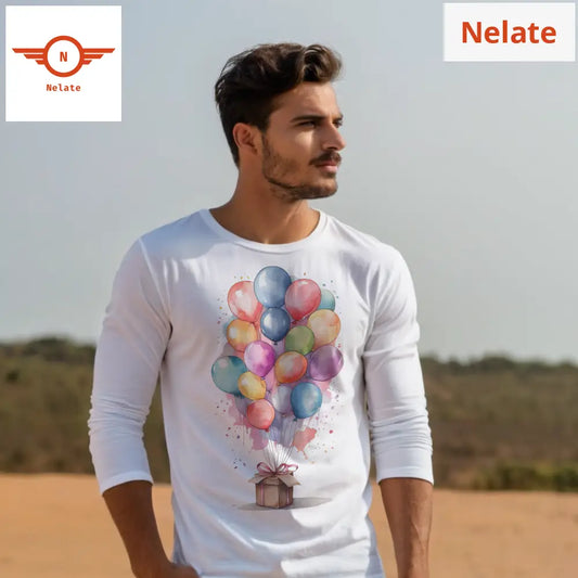 Colorful Balloon Pack Full Sleeves White T-Shirt