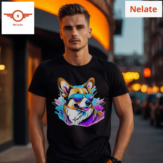 Cool Dog Theme 2 Black T-Shirt