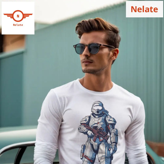 Cosmic Armor Robot Full Sleeves White T-Shirt