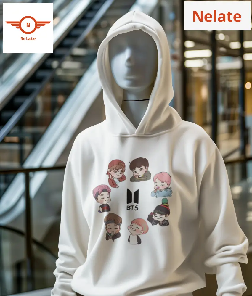 Cute Bts Theme White Hoodie