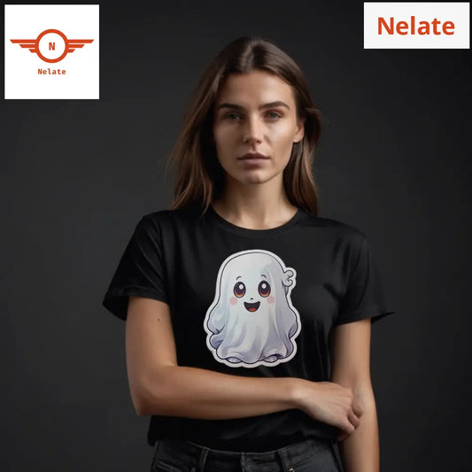 Cute Little Ghost Black T-Shirt