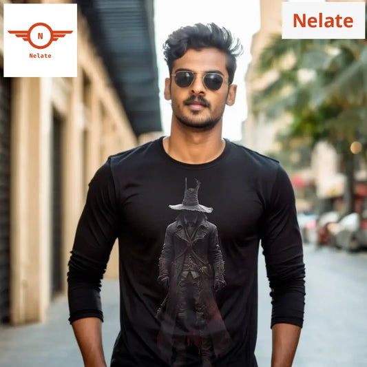 Dark Theme Full Sleeves Black T-Shirt