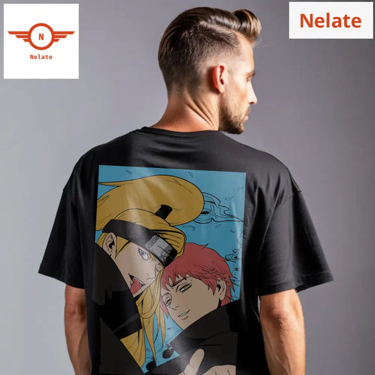 Deidara And Sasori - Black Oversized T-Shirt