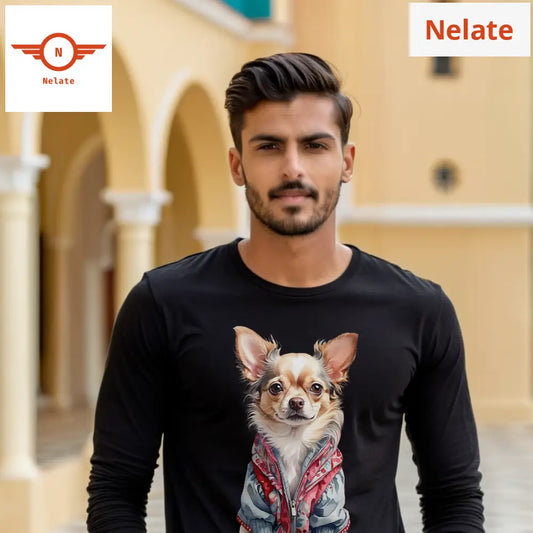 Dog Theme Full Sleeves Black T-Shirt
