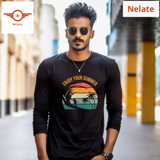 Enjoy Your Summer Black Full Sleeves