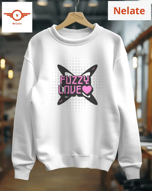 Fuzzy Love Womens White Sweatshirt