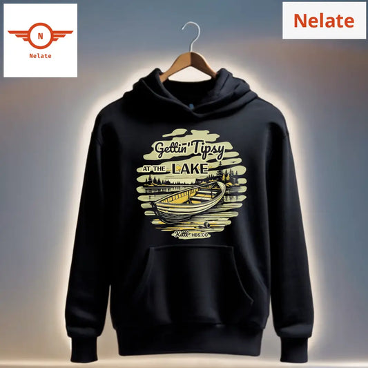 Gettin Tipsy At The Lake-Black Hoodie For Men