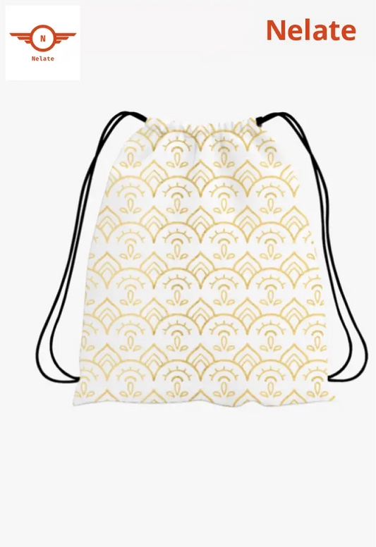 Golden Floral Pattern Exclusive Drawstring Bag
