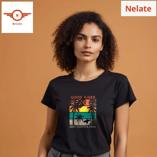 ’Good Vibes’ Women’s Black T-Shirt