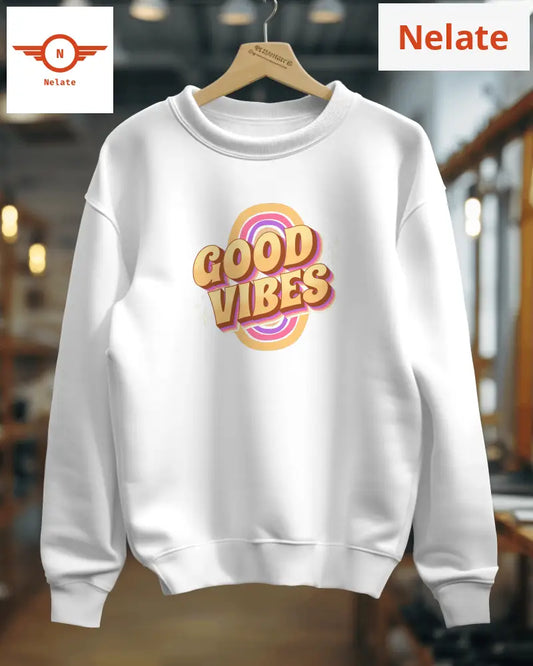 Gold Vibes Womens White Sweatshirt