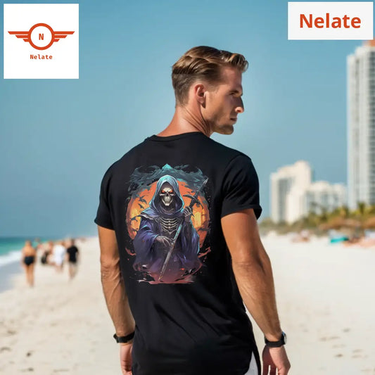 Grim Reaper Theme Black Oversized T-Shirt