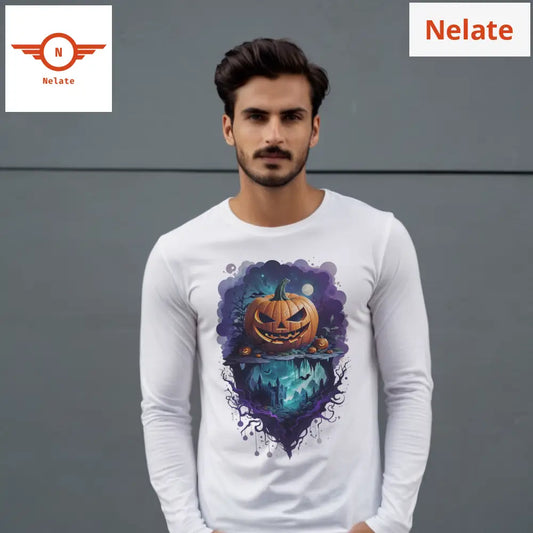 Halloween Theme Full Sleeves White T-Shirt