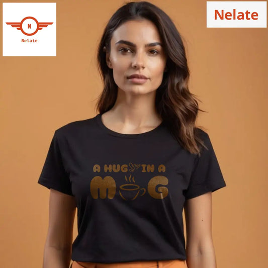 ’Hug In A Mug’ Women’s Black T-Shirt