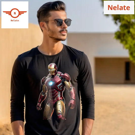 Ironman Theme Full Sleeves Black T-Shirt