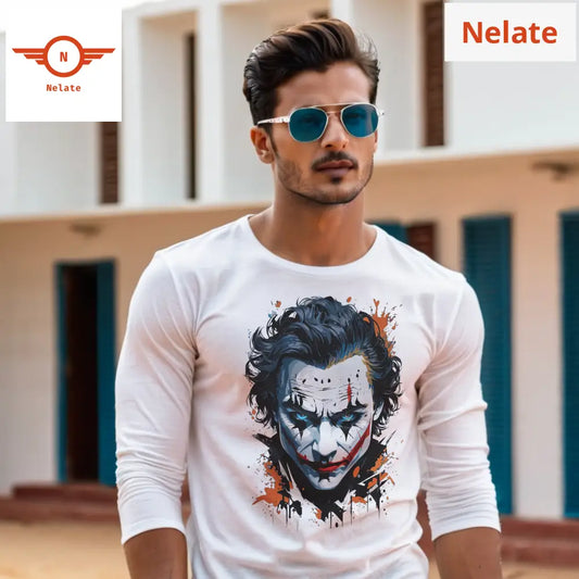 Joker Theme Full Sleeves White T-Shirt