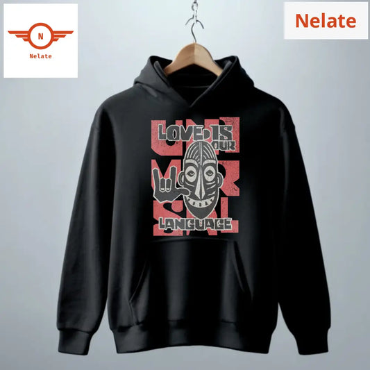 Love Is Universal Language - Black Hoodie For Men
