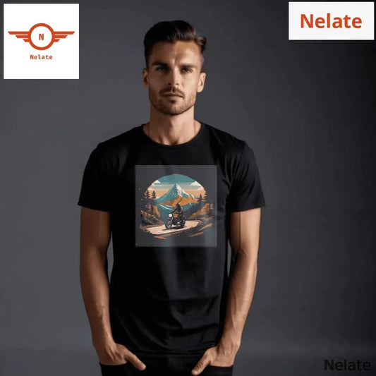 Mountain ride black t-shirt -  by Nelate - Men's T-shirt, Men’s T-shirt
