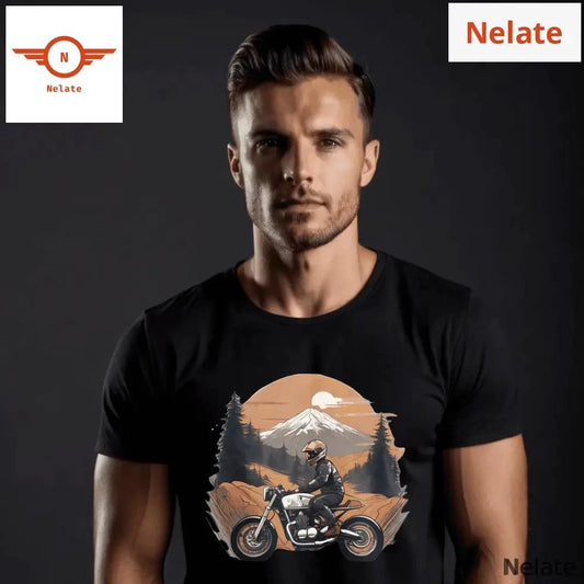 Mountain ride theme 2 black t-shirt -  by Nelate - Men's T-shirt, Men’s T-shirt