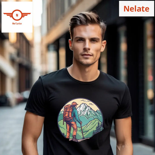 Mountain Traveler Theme 2 Black T-Shirt