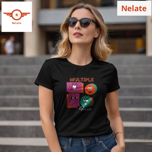 ’Multiple Faces’ Women’s Black T-Shirt