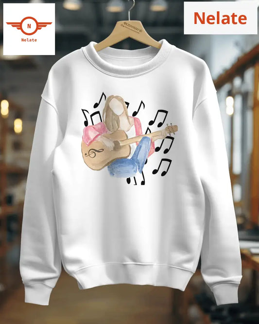 Music Lover Theme Womens White Sweatshirt