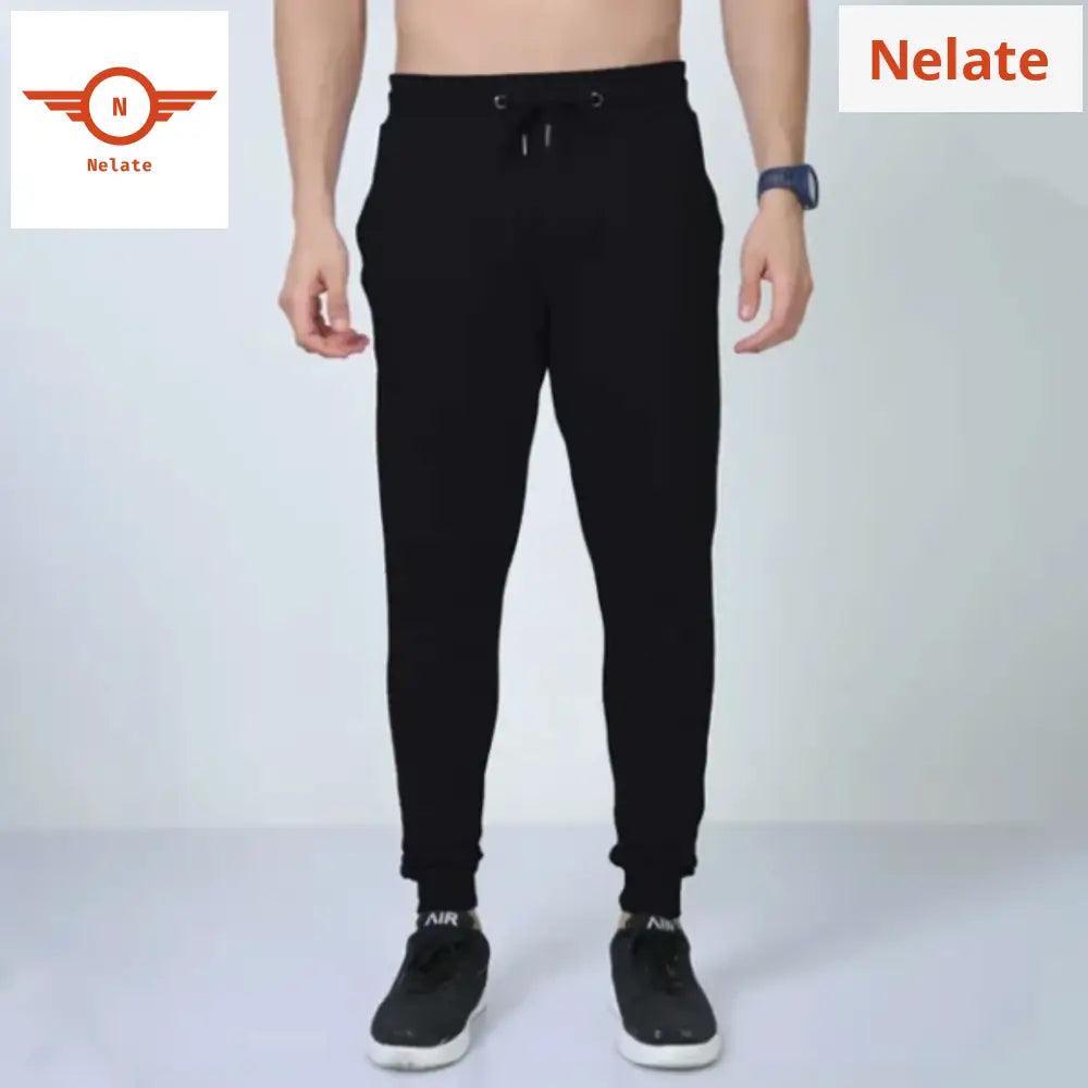 Nelate High Quality Black Mens Joggers