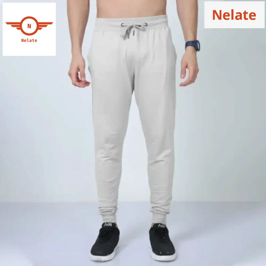 Nelate High Quality Grey Melange Mens Joggers