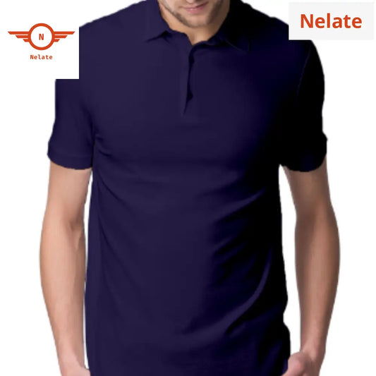 Nelate High Quality Navy Blue Polo T-Shirt