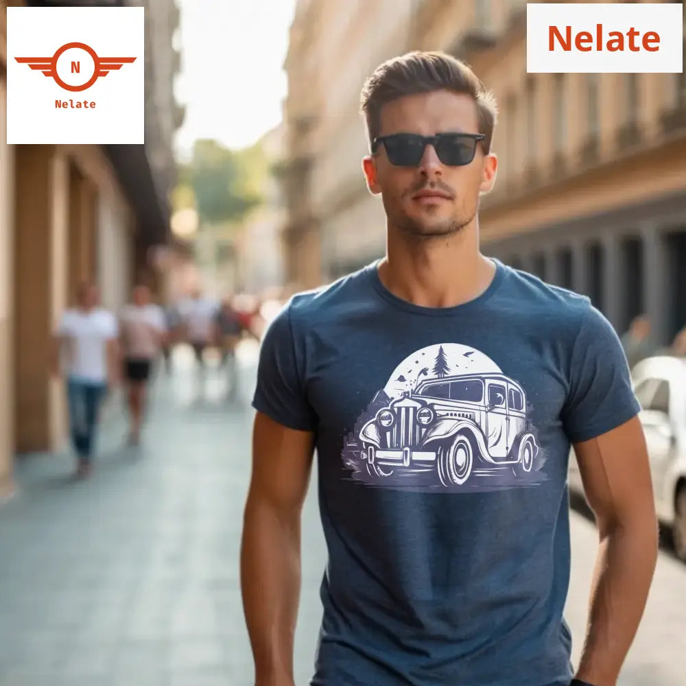 Night Truck Ride - Navy Blue T-Shirt