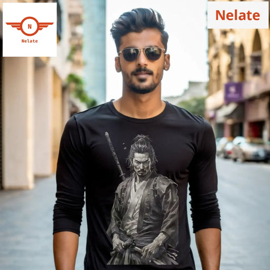 Ninja Theme Full Sleeves Black T-Shirt