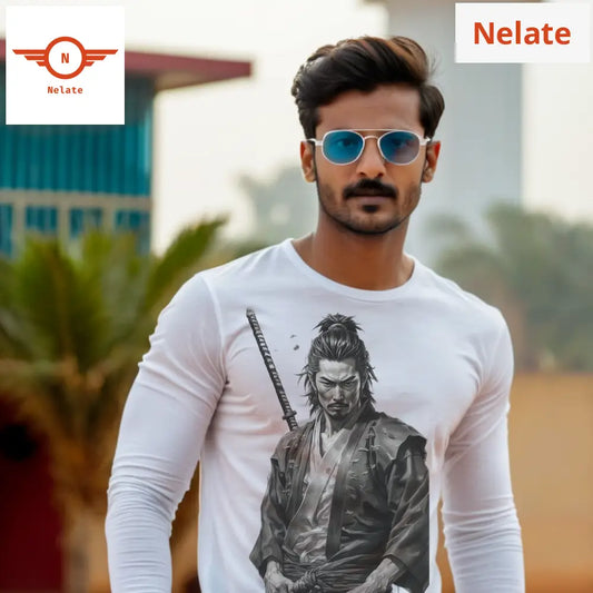 Ninja Theme Full Sleeves White T-Shirt